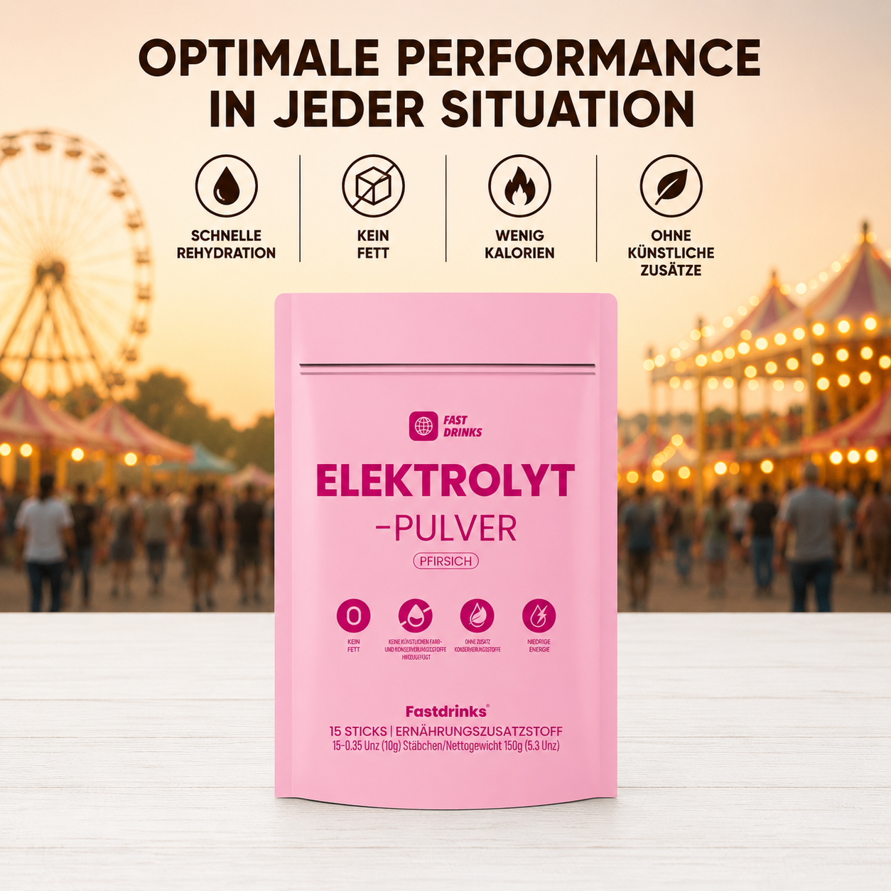 FAST DRINKS - CRAZY PEACH - ELEKTROLYT PULVER PFIRSICH (15 STICKS)