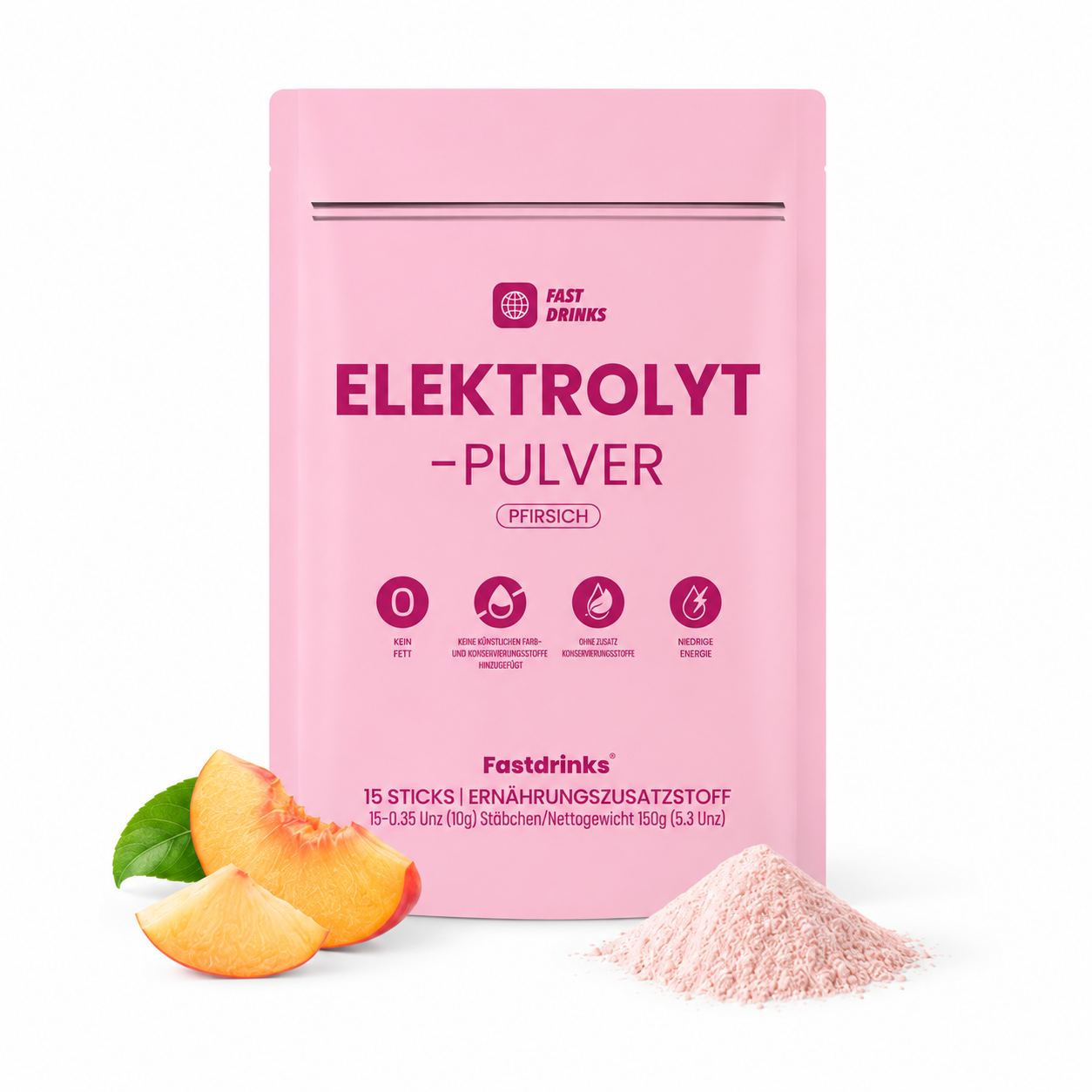 FAST DRINKS - CRAZY PEACH - ELEKTROLYT PULVER PFIRSICH (15 STICKS)