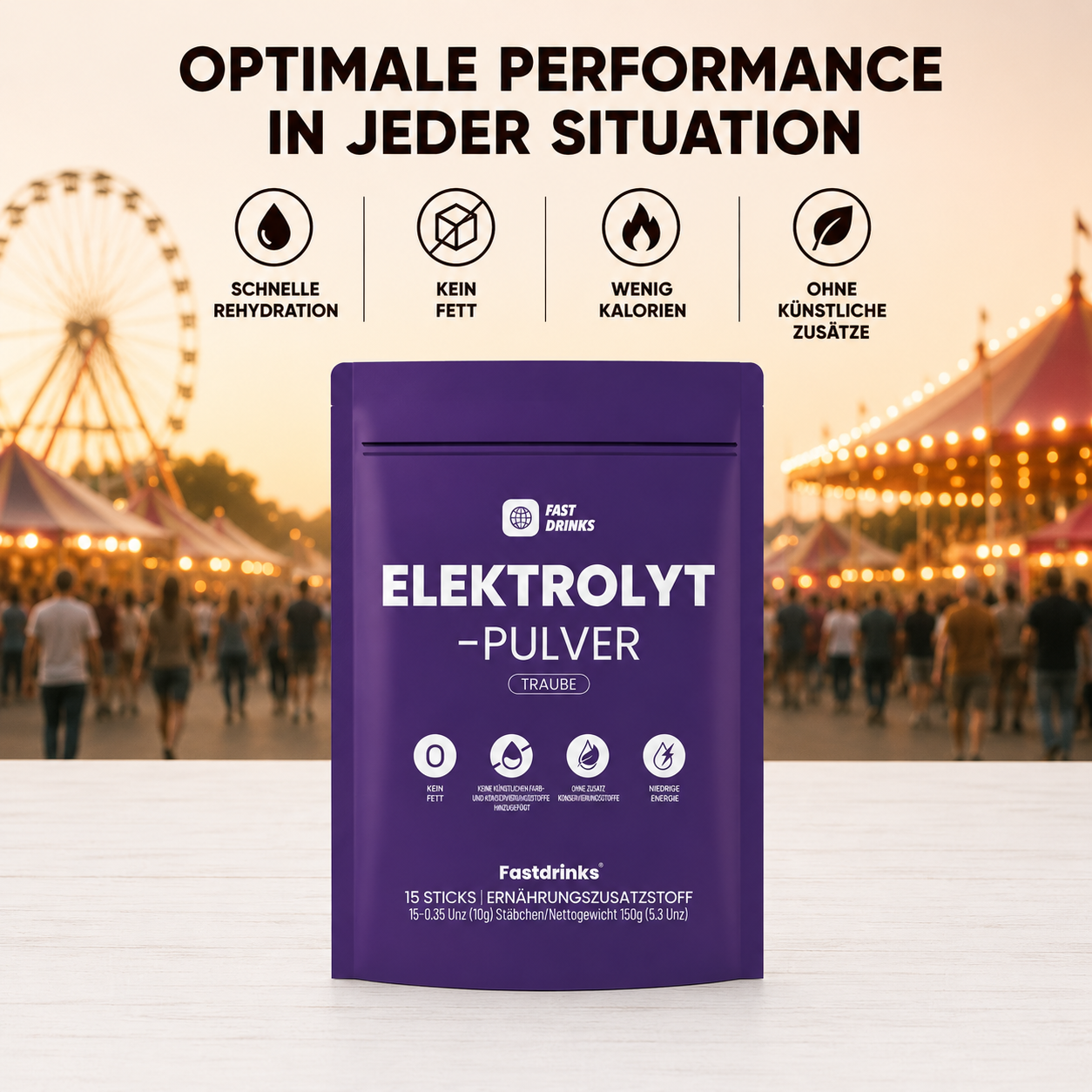FAST DRINKS - BERRY BLAST - ELEKTROLYT PULVER TRAUBE (15 STICKS)